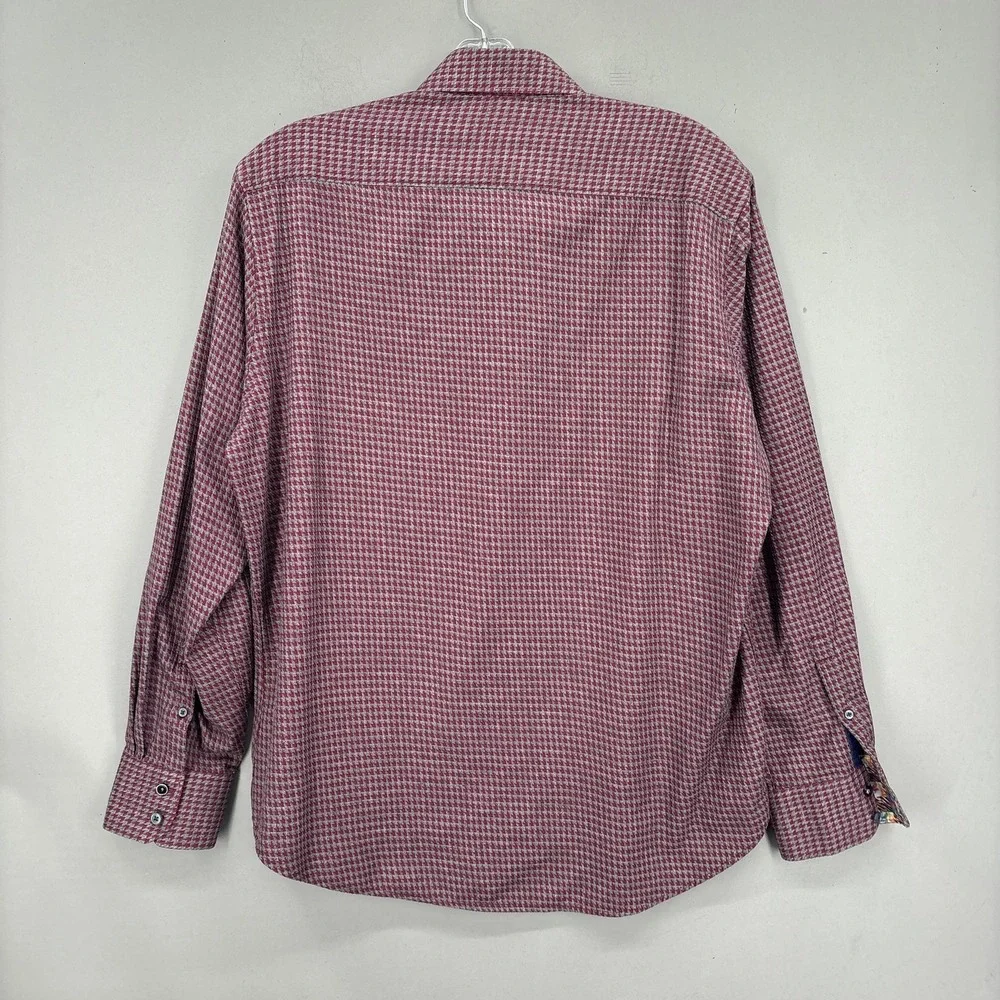 Robert Graham Shirt Mens XL Red Check Cotton Button Up Long Sleeve Classic‎ Fit
